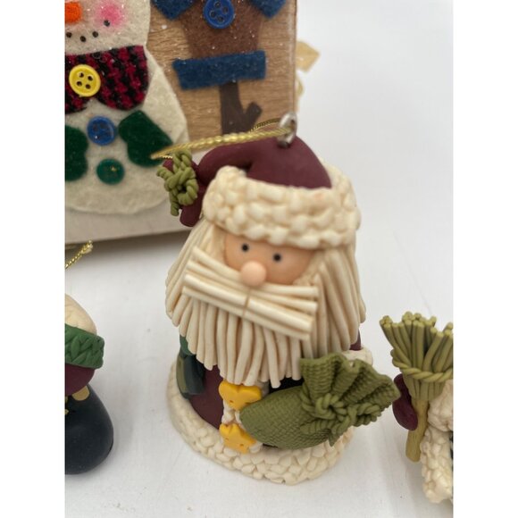 Set Of 5 Handmade Clay Holiday Ornaments With Snowman & Angel Designs Includes G - Picture 7 of 15